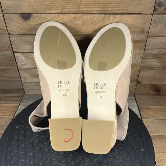 Eileen Fisher Women Size 8.5 Luca Sandal Latte Open Toe Pull On Heel Sandals - Picture 9 of 10